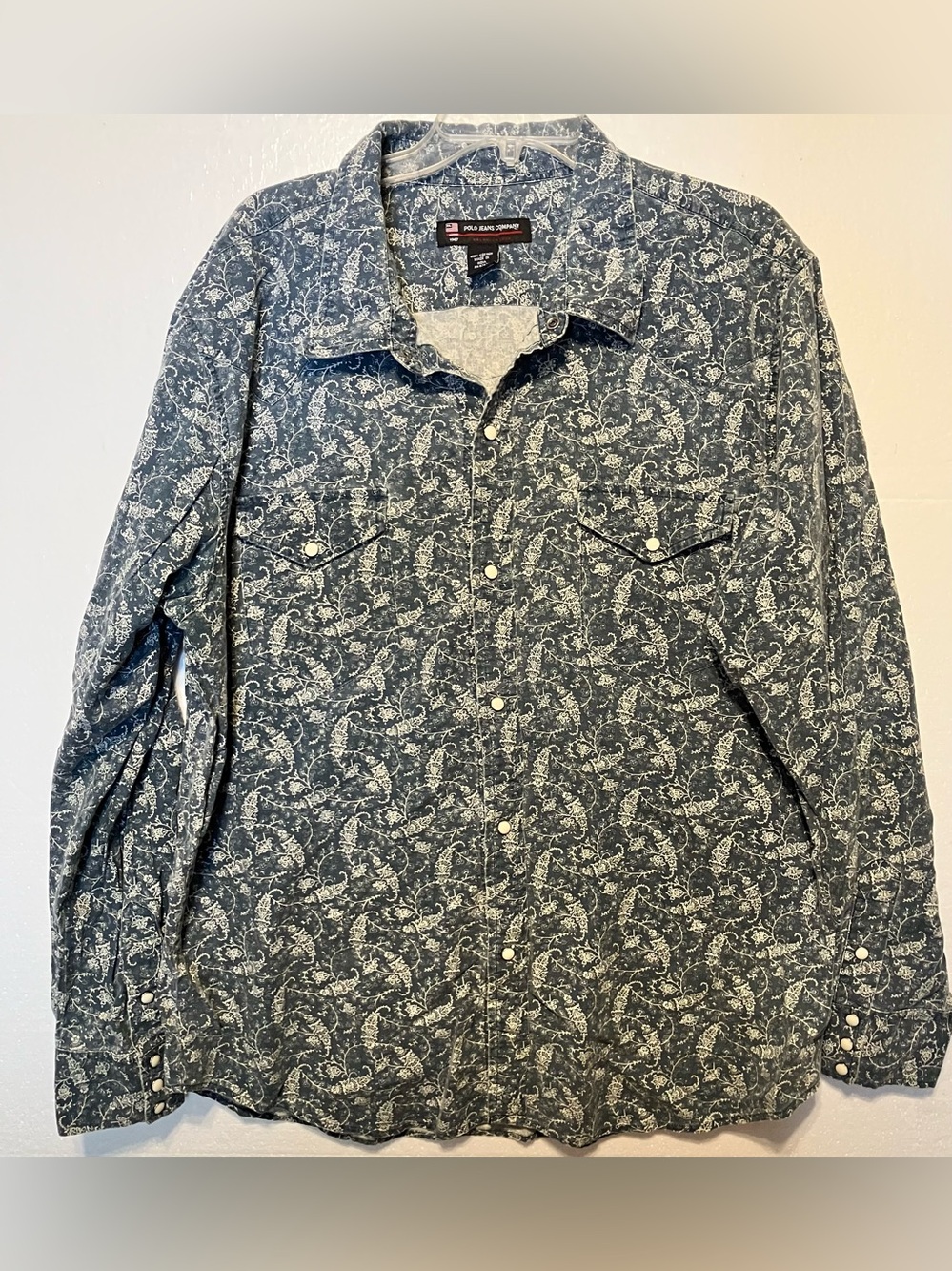 Ralph Lauren Blue Paisley Long-Sleeve Button-Down Shirt
